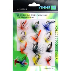 Набір мушок для лову риби, Yinhe-01, 12шт/уп